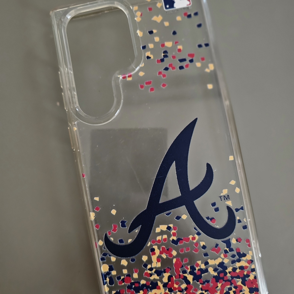 MLB Atlanta Braves Clear Confetti Phone Case - Navy, Red, Gold